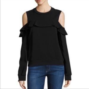 A.L.C Lindsey Black Cold Shoulder Ruffle Top Size 2
